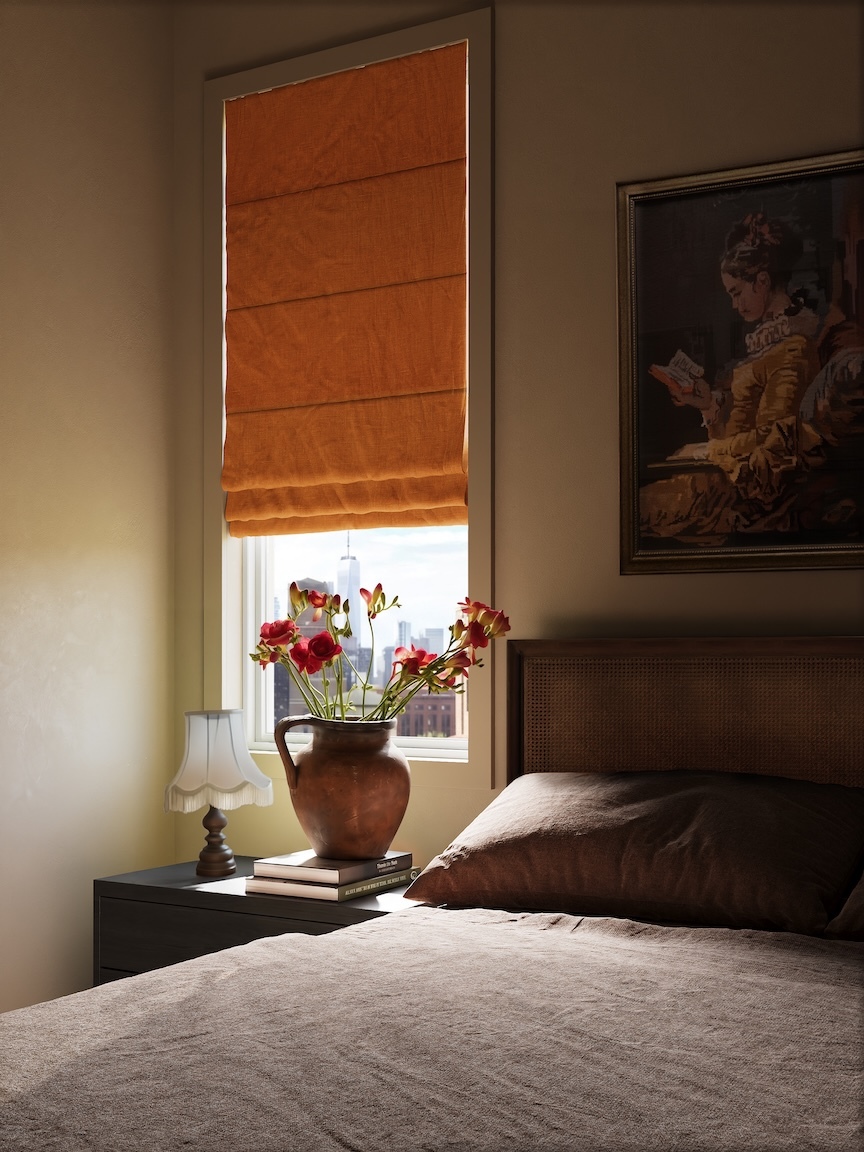 Blackout Linen Pleated Roman Shade in Sienna image