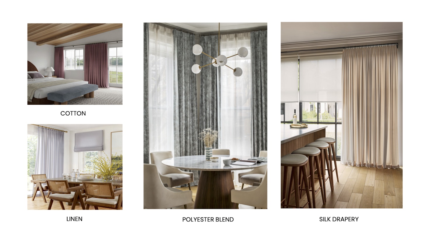 Examples of various types of drapery showing how different fabrics filter light and change a room’s mood.